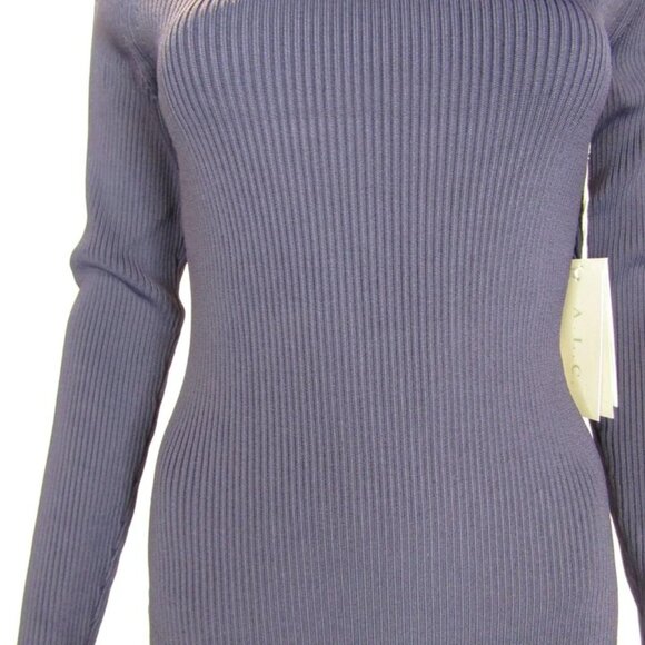 NEW A.L.C. Women's Stretch Ribbed Long Sleeve Mini Dress Navy Blue Size M - Picture 4 of 12